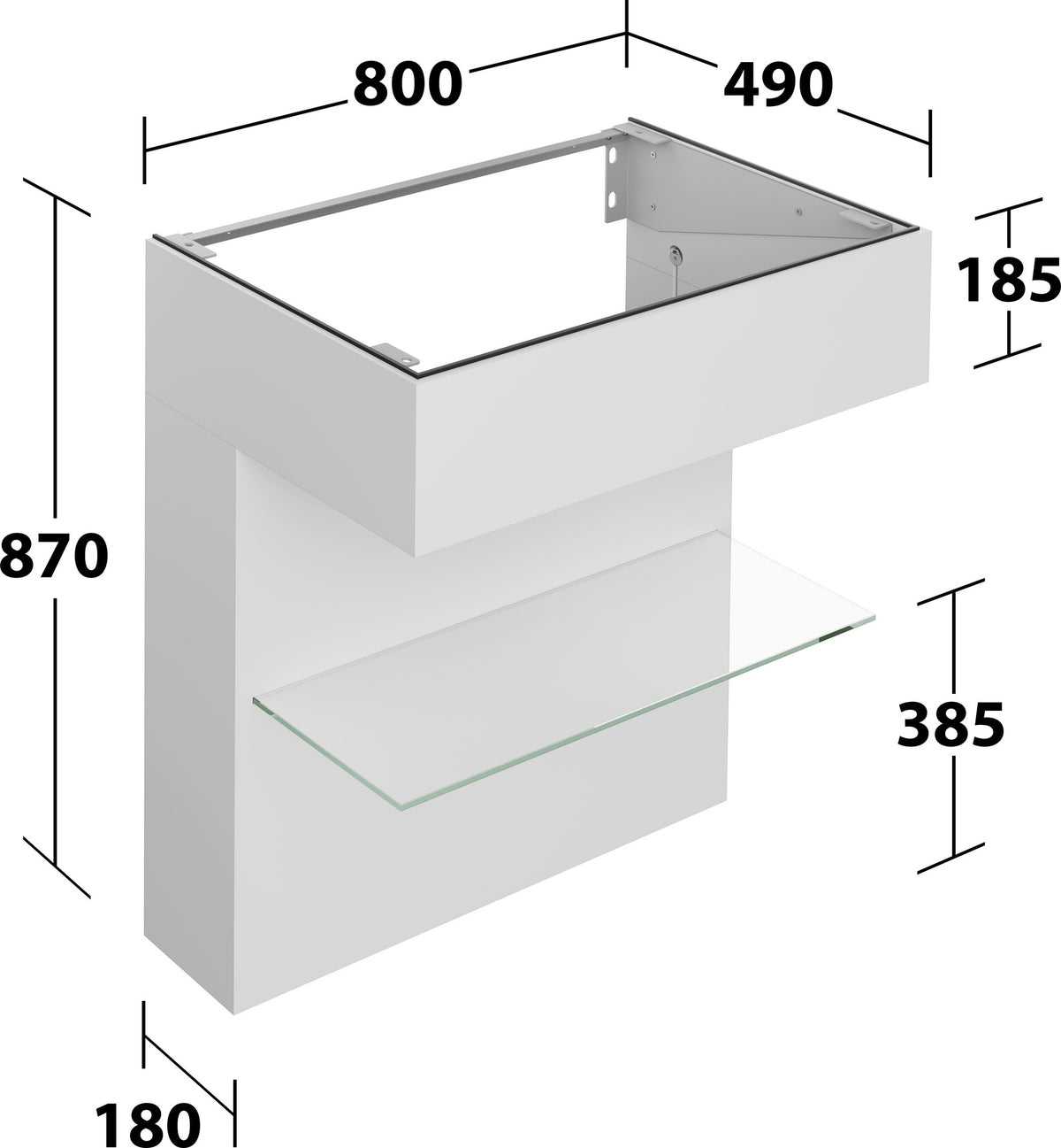 KEUCO Edition 11 Art Waschtischunterbau 800 mm mit Glasablage und Beleuchtung in Weiß