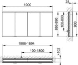 KEUCO Royal Modular 2.0 Spiegelschrank Einbau 1900 mm, unbeleuchtet, 4 Türen, silber-eloxiert