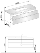 KEUCO Edition 400 Waschtischunterbau 1400 mm anthrazit Glas – 2 Auszüge, wandmontiert