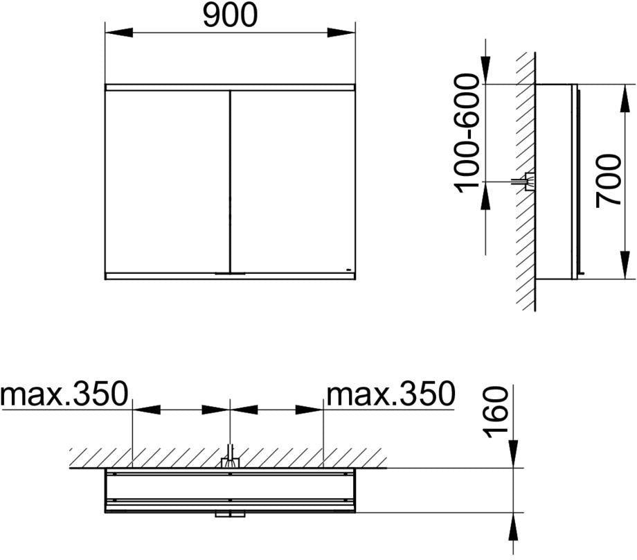 KEUCO Royal Modular 2.0 Spiegelschrank 600 mm, unbeleuchtet, Wandvorbau, silber-eloxiert