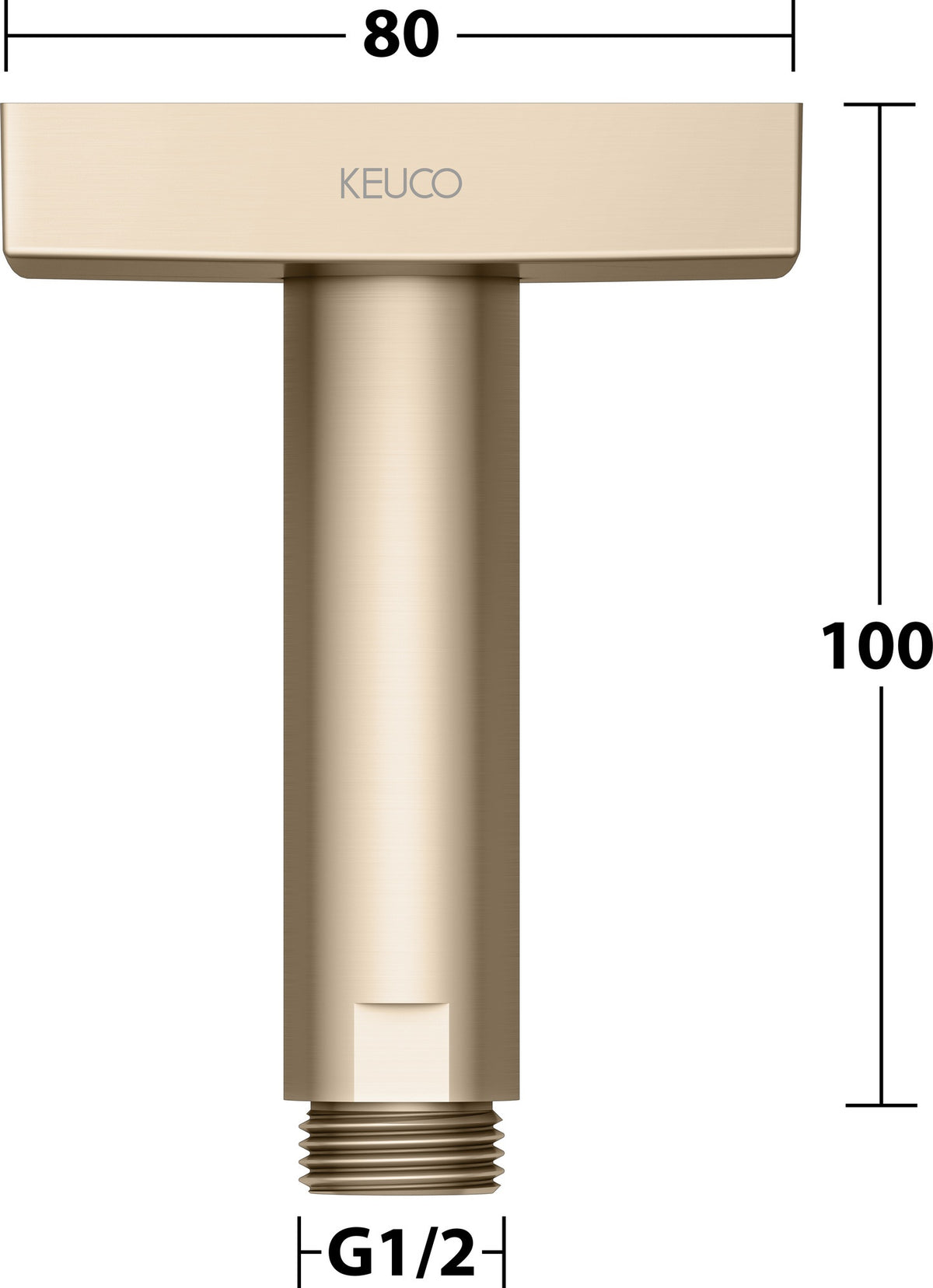 KEUCO Brausearm Edition 300 Deckenanschluss 100 mm verchromt – Eckige Form für moderne Duschen