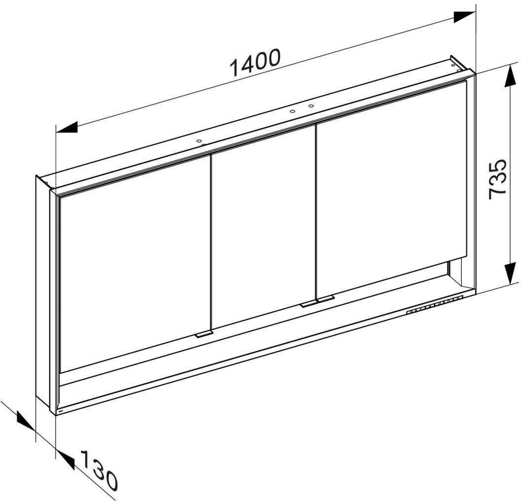 KEUCO Royal Lumos Spiegelschrank 1400 mm mit Spiegelheizung, silber-eloxiert
