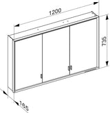 KEUCO Royal Lumos Spiegelschrank 1200 mm mit Beleuchtung, 3 Türen, silber-eloxiert