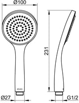 KEUCO IXMO_solo Handbrause 59580 verchromt – 1 Strahl, Eco Air, 100 mm