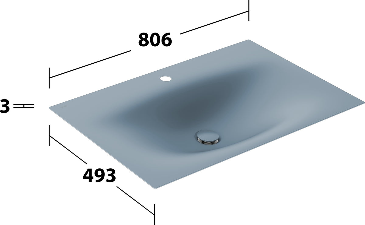 KEUCO Edition 11 Art Emaille-Waschtisch 806 mm mit 1-Loch-Bohrung in Weiß