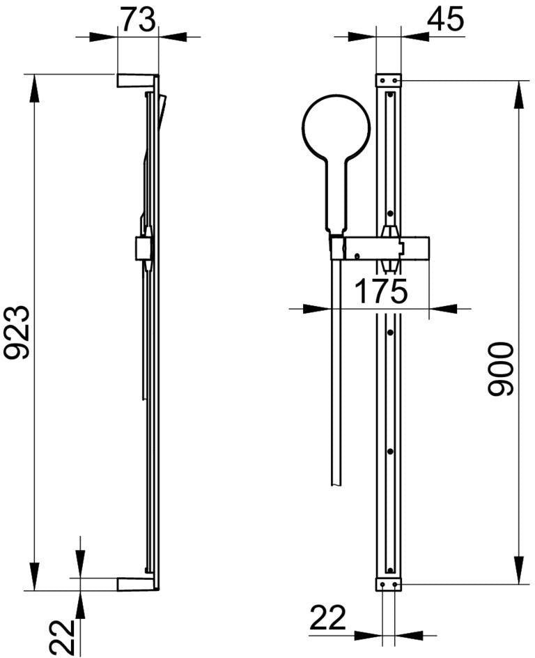 KEUCO Edition 11 Brause-Set 900 mm verchromt – Handbrause, Brausestange, Schlauch