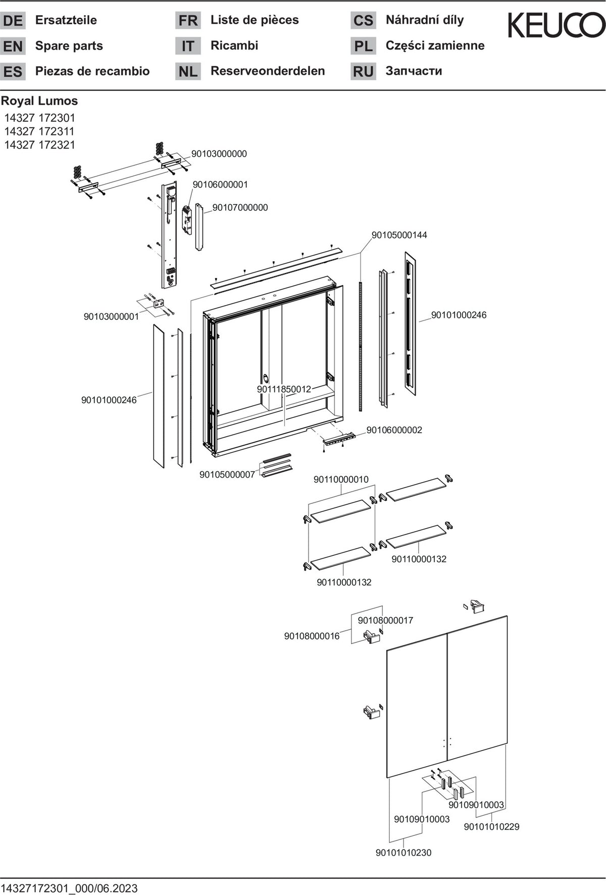 KEUCO Royal Lumos Spiegelschrank 700 mm silber-eloxiert mit Ablagefach – Wandvorbau