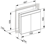 KEUCO Edition 400 Spiegelschrank 710 mm Wandeinbau mit LED-Beleuchtung und Touch-Sensorik