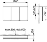 KEUCO Royal Modular 2.0 Spiegelschrank 900 mm, 3 Türen, 1 Steckdose, USB, silber-eloxiert
