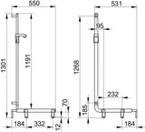 KEUCO AXESS Duschhandlauf 550/531/1301 mm mit Brausestange rechts, silber-eloxiert