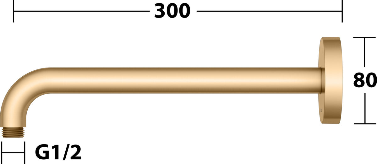 KEUCO Brausearm Elegance 51688, Wandanschluss, 300 mm, verchromt – Edles Design für Ihr Badezimmer