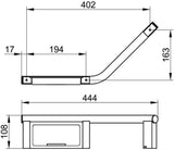 KEUCO Haltegriff Plan 135° rechts mit Seifenablage – verchromt/schwarz, 444 mm