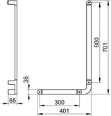 KEUCO Winkelgriff Elegance 31606, verchromt, rechte Ausführung, 401/701 mm – Haltegriff für Wandmontage, 115 kg belastbar