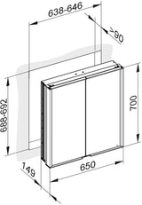 KEUCO Royal Match Spiegelschrank 650 mm – Wandeinbau, LED, 2 Türen, Touch-Dimmer