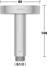 KEUCO Brausearm Elegance 51688, Deckenanschluss, 100 mm, verchromt – Rundes Design für die Deckenmontage