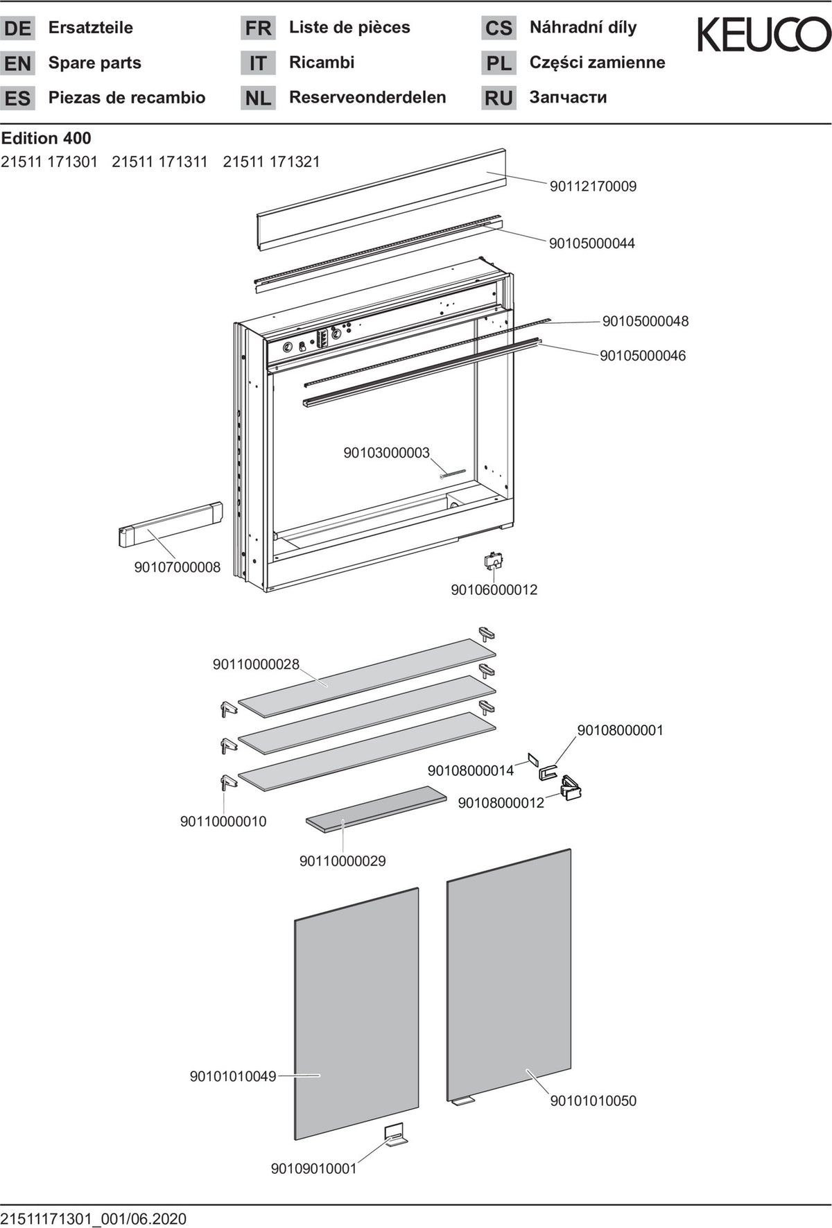 KEUCO Edition 400 Spiegelschrank 710 mm Wandeinbau mit LED-Beleuchtung und Touch-Sensorik