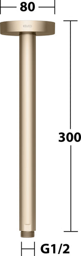 KEUCO Brausearm Elegance 51688, Deckenanschluss, 100 mm, verchromt – Rundes Design für die Deckenmontage