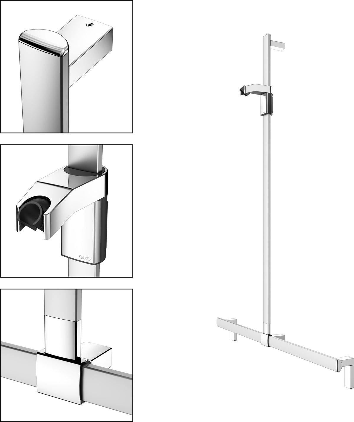 KEUCO Duschhandlauf AXESS 35014, silber-eloxiert, 1000/1301 mm, mit Brausestange