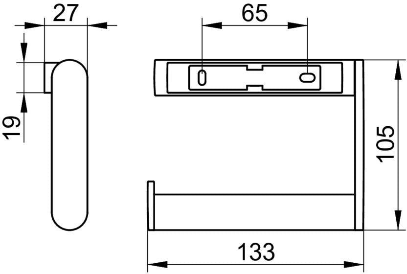 KEUCO Toilettenpapierhalter Plan 14962, offene Form rechts, verchromt, Wandmontage