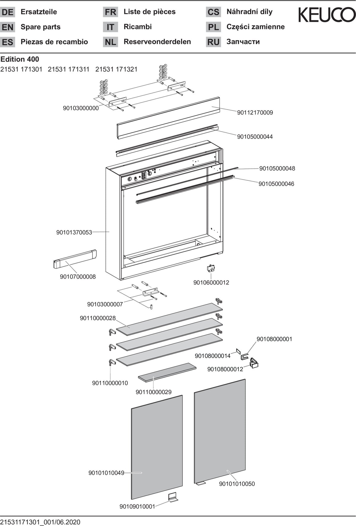 KEUCO Spiegelschrank Edition 400 710 mm – LED, Touch-Sensorik, 2 Türen, Wandvorbau