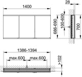 KEUCO Royal Modular 2.0 Spiegelschrank beleuchtet 900 mm Wandeinbau silber-eloxiert