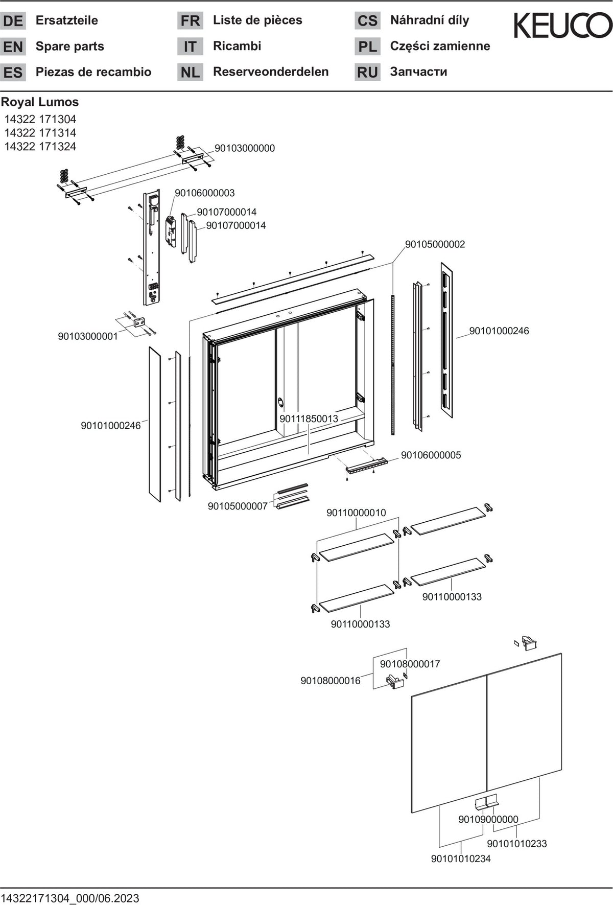 KEUCO Royal Lumos Spiegelschrank 800 mm silber-eloxiert mit Ablagefach – Wandvorbau