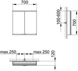 KEUCO Royal Modular 2.0 Spiegelschrank, beleuchtet, 600 x 700 x 120 mm, silber-eloxiert