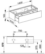 KEUCO Edition 11 Waschtischunterbau 1400 mm anthrazit/Glas mit Auszug und Push-Open