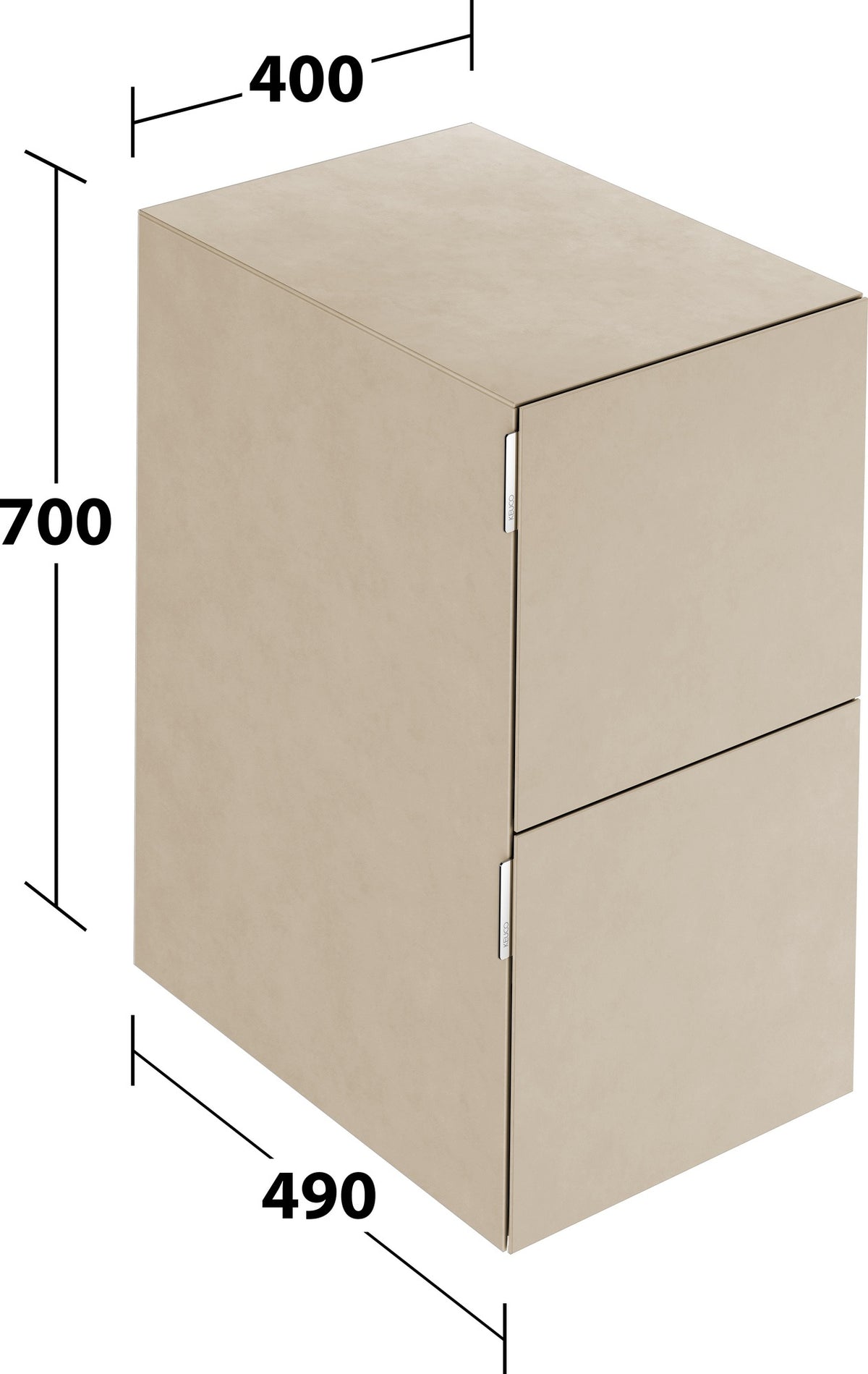 KEUCO Edition 11 Art Sideboard 400 mm mit 2 Auszügen und Beleuchtung – Weiß / Glas Weiß