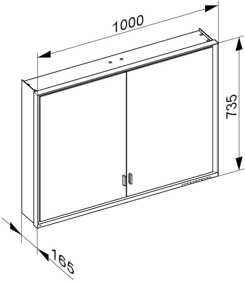 KEUCO Royal Lumos Spiegelschrank 1000 mm, LED-Beleuchtung, silber-eloxiert, 2 Türen