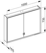 KEUCO Royal Lumos Spiegelschrank 1000 mm, LED-Beleuchtung, silber-eloxiert, 2 Türen