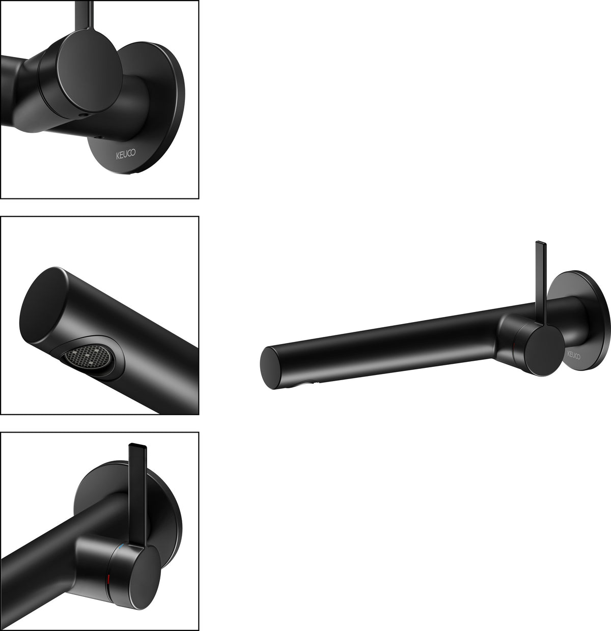 KEUCO IXMO Einhebel-Waschtischmischer Unterputz, rund, Ausladung 165 mm, schwarz matt