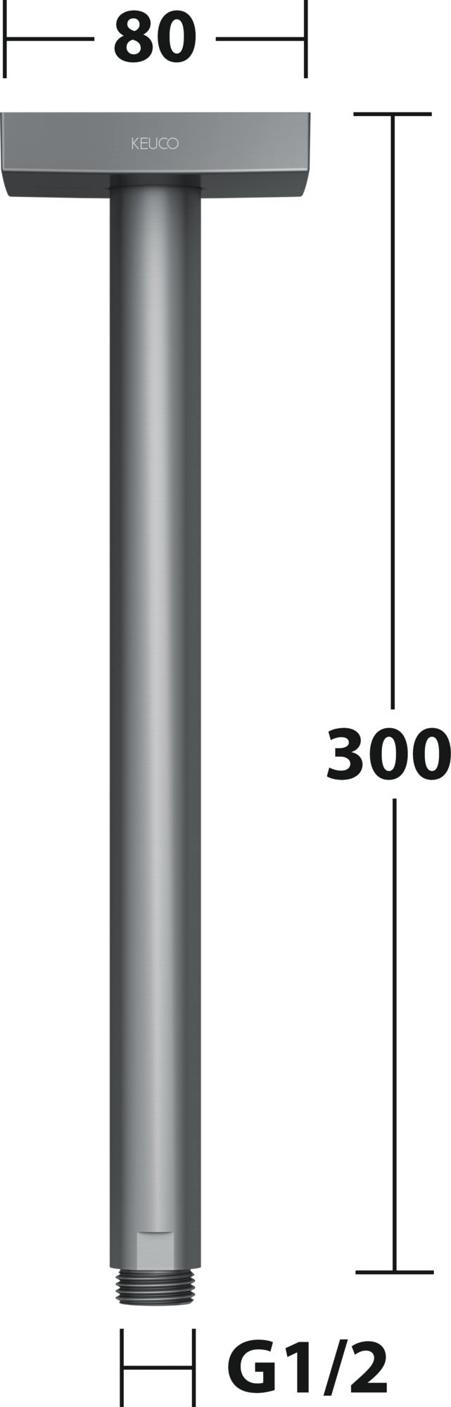 KEUCO Brausearm Edition 300 Deckenanschluss 100 mm verchromt – Eckige Form für moderne Duschen