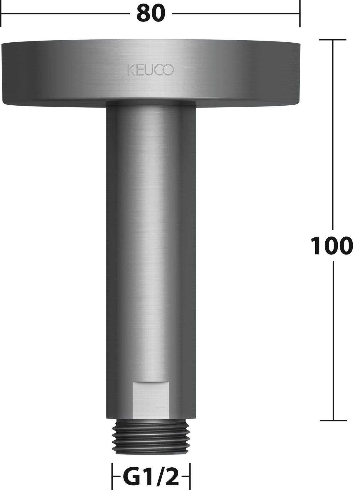 KEUCO Brausearm Elegance 51688, Deckenanschluss, 100 mm, verchromt – Rundes Design für die Deckenmontage
