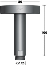 KEUCO Brausearm Elegance 51688, Deckenanschluss, 100 mm, verchromt – Rundes Design für die Deckenmontage