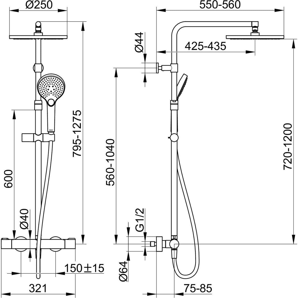 KEUCO Plan blue Thermostat-Brausemischer Aufputz Aluminium-finish 53926