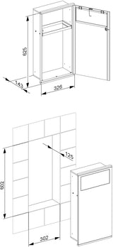 KEUCO Plan Integral Bad-Modul WT 1 links angeschlagen, verchromt/Aluminium, mit Abfallsammler