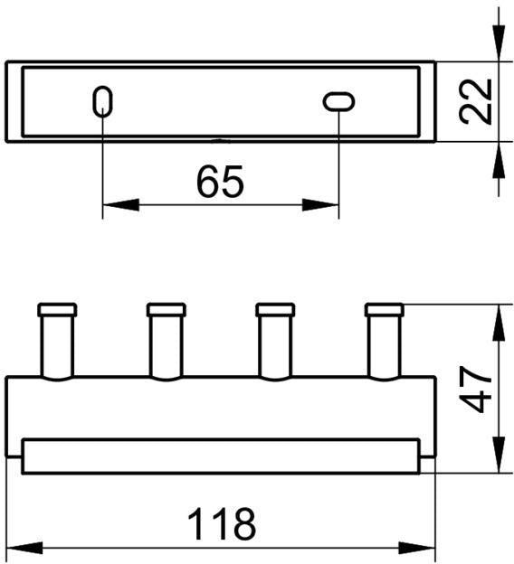 KEUCO Plan Hakenleiste verchromt mit 4 Haken – Wandmontage, Metall, 118 mm