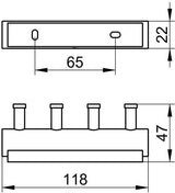 KEUCO Plan Hakenleiste verchromt mit 4 Haken – Wandmontage, Metall, 118 mm