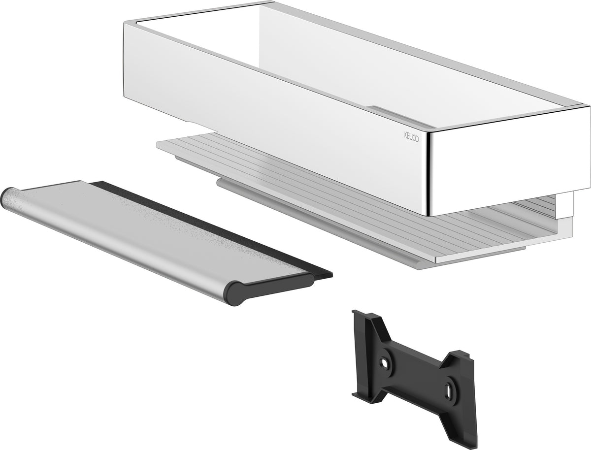KEUCO Duschkorb Edition 11 mit Glasabzieher, verchromt/silber-eloxiert, Wandmontage