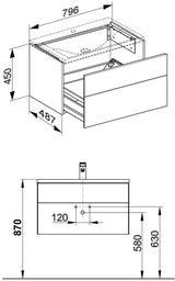 KEUCO Royal Reflex Waschtischunterbau 796 mm anthrazit – 1 Auszug, Griffleiste, Wandmontage