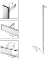 KEUCO AXESS Winkelgriff 90° rechts 400x800 mm silber-eloxiert – Barrierefreier Haltegriff