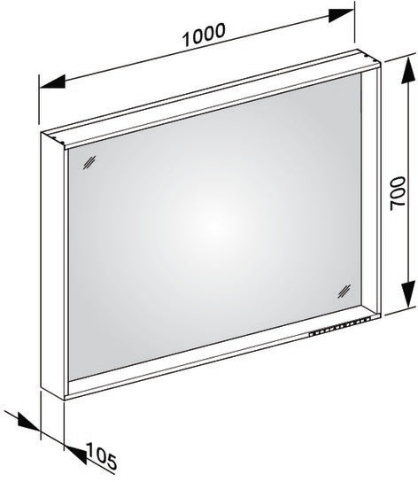 KEUCO X-Line Lichtspiegel mit Spiegelheizung 500 x 700 x 105 mm Vulkanit – LED-Badspiegel