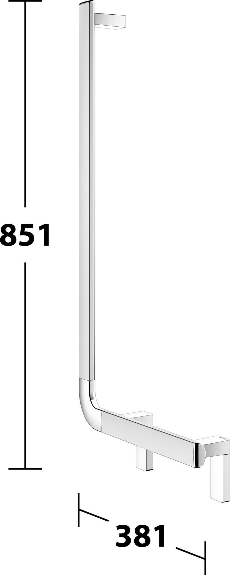 KEUCO AXESS Winkelgriff 90° links 381/851 mm silber-eloxiert – Wandmontage