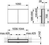 KEUCO Royal Modular 2.0 Spiegelschrank, unbeleuchtet, Wandeinbau, 1050 mm, mit Steckdose und USB