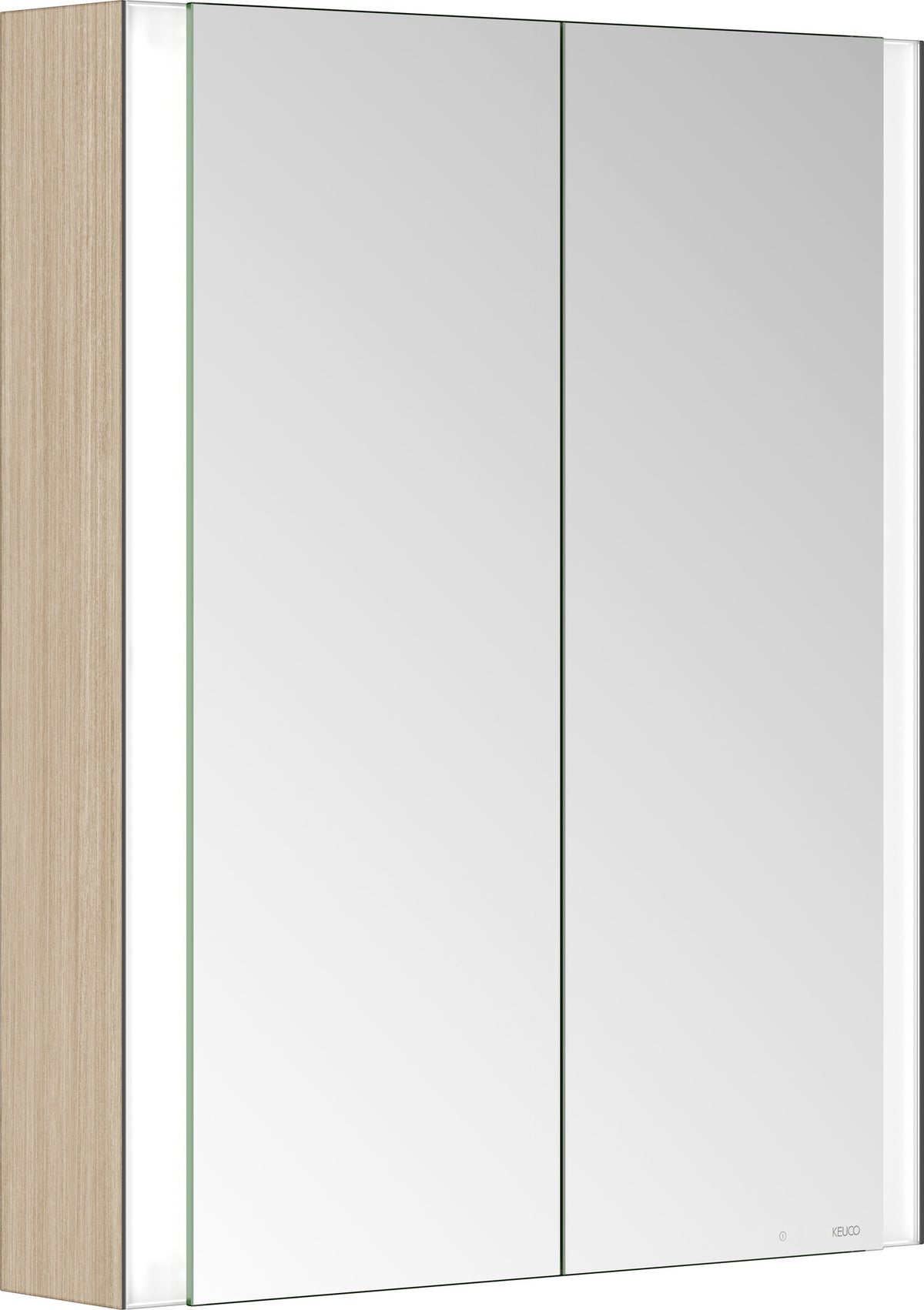 KEUCO Somaris Spiegelschrank 600 x 710 x 128 mm Eiche hell Dekor – 2 Türen Wandvorbau