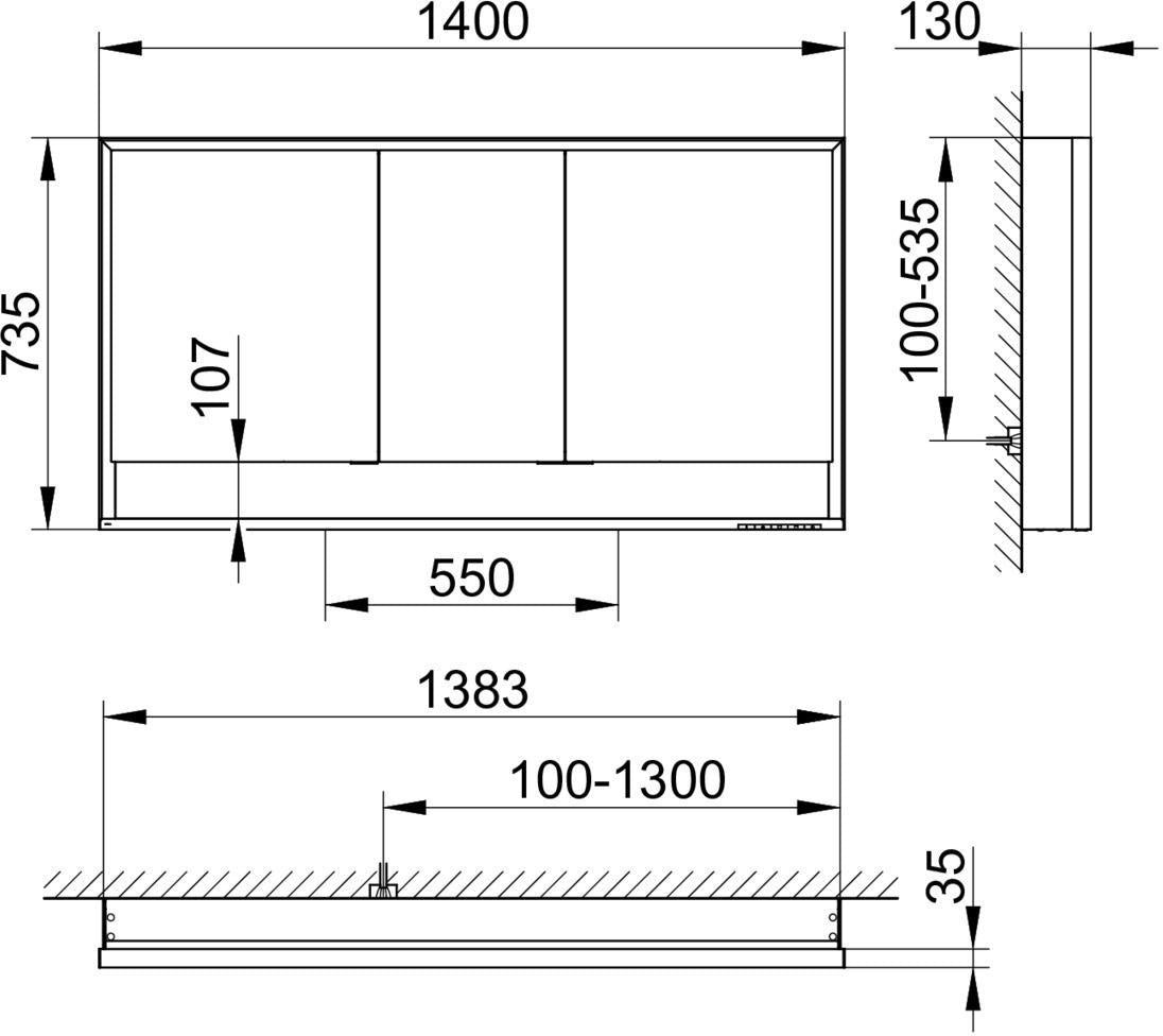 KEUCO Royal Lumos Spiegelschrank 1400 mm mit Spiegelheizung, silber-eloxiert
