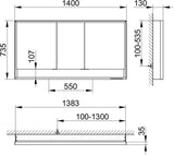 KEUCO Royal Lumos Spiegelschrank 1400 mm mit Spiegelheizung, silber-eloxiert