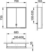 KEUCO Royal Lumos Spiegelschrank 700 mm, LED, silber-eloxiert, mit Ablagefach & Vorbau