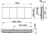 KEUCO Royal Modular 2.0 Spiegelschrank Einbau 1900 mm, unbeleuchtet, 4 Türen, silber-eloxiert